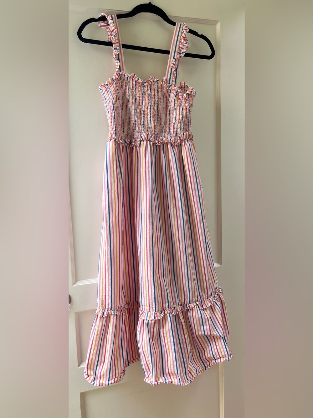 Draper James Multicolor Stripe Smocked Sundress - Pink, Blue, Yellow, Cream